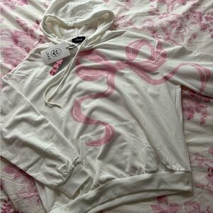 Cider White Hoodie with Pink Accents